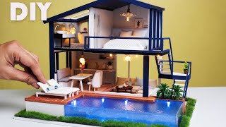 DIY Miniature Dollhouse Kit Modern Apartment with pool [upl. by Ares]