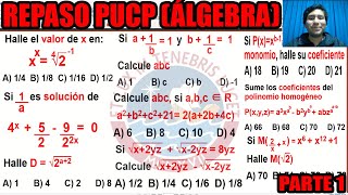 REPASO ADMISION PUCP ALGEBRA PARTE 1 FULL PROBLEMAS RESUELTOS [upl. by Drofnelg]