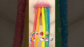 ASMR EMOJI FOOD 🌈🥤🍓🥝🍦🟣🟡🟠⚪️🧀🎲 이모지 먹방 sped up [upl. by Abramson528]