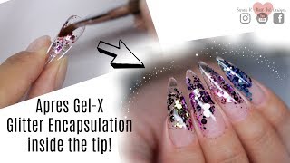 ✨HOW TO USE GLITTER INSIDE APRES GELX TIPS  ENCAPSULATED GLASS GLITTER NAILS✨ [upl. by Clay531]