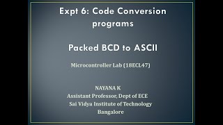 Program 6a BCD to ASCII ConversionMicrocontroller Lab [upl. by Argyle233]