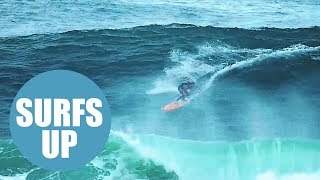 Professional surfer takes to the waves to ride the biggest swell in the UK [upl. by Yessydo]