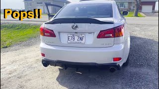 Lexus is350  muffler delete  vibrant resonator POPS [upl. by Odama567]