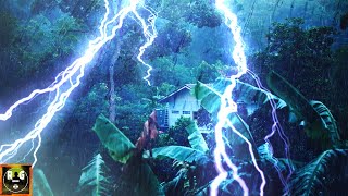 Heavy Thunderstorm in Rainforest with Torrential Rain and Sounds of Jungle Animals to Sleep Relax [upl. by Saito]