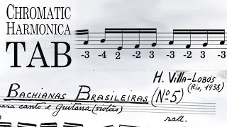 Heitor VillaLobos  Bachianas Brasileiras No 5  Chromatic Harmonica Score  Tab No 48 [upl. by Jerad]