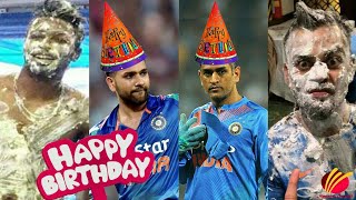 Cricketers Funny Birthday Celebration Virat KohliMS Dhoni Rohit Sharma Hardik Pandya [upl. by Bluh]