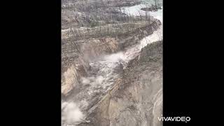 Aerial View of Chilcotin River Landslide Breach River Now Flowing [upl. by Katee]