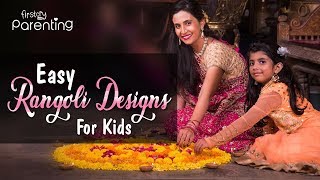 5 Easy and Creative Rangoli Design Ideas for Kids [upl. by Roos]