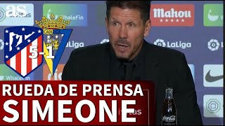 ATLÉTICO 5  CÁDIZ 1  Rueda de prensa de SIMEONE  Diario AS [upl. by Aleek]