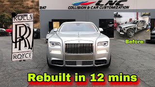 REBUILDING A SALVAGE ROLLS ROYCE IN 12 MINUTES INCREDIBLE CAR BUILD TRANSFORMATION [upl. by Ecinnaj]