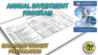 ANNUAL INVESTMENT PROGRAM AIP  BARANGAY ANNUAL BUDGET [upl. by Enoid798]