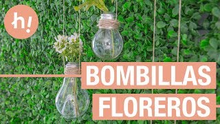 Floreros con bombillas recicladas · Handfie DIY [upl. by Auqenat]