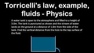 Torricellis law example fluids  Physics [upl. by Sokairyk858]