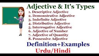 Adjective and its Types DefinitionExamples Urdu  Hindi [upl. by Einnij998]