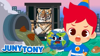 Let’s Protect the Earth 🌎🐯💧  Earth Day Compilation  Environment Song for Kids  JunyTony [upl. by Liebman784]