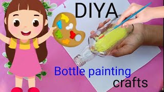 DIY Bottle painting 🎨 cute craft ideas for home decor 🎨✨😍trendingviralyoutubevideobottle [upl. by Weirick]