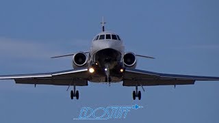 Dassault Falcon 2000LXS Crosswind Landing  Malta International MLALMML [upl. by Ladin]