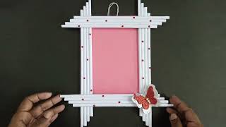 Photo frame Making DIY  How TO Make Easy Photo frame At home  Easy White Paper Picture Frame [upl. by Cutter830]