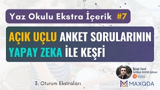 Açık Uçlu Anket Sorularının Yapay Zeka ile Keşfi  Yaz Okulu Ekstra İçerik 7 [upl. by Ardnnek]