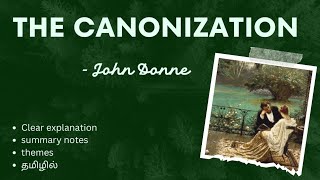 THE CANONIZATION by John Donne tamil explanation English literature 💓 [upl. by Stiegler]