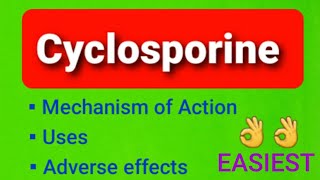 Cyclosporine drug mechanism of actionuses adverse effects  in hindi [upl. by Mailand]