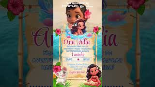 Convite Animado Digital💜 conviteanimado infantil disney convitesanimados convitedigital moana [upl. by Sula]