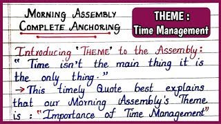 Morning Assembly Anchoring Script  How to Conduct School Morning Assembly  Theme Time Management [upl. by Ahtebbat]