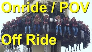 The High Fall  Movie Park Germany  Onride amp Off Ride  Free Fall Tower Full Ride POV [upl. by Saalocin]