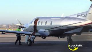 Pilatus PC12 MBISA  Landing  Very close Taxi amp Shutdown  Take off  Gloucestershire Airport [upl. by Nojid18]