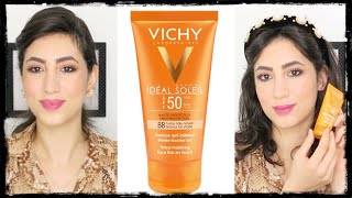 مكياج يومي بدون استخدام كريم الاساس  تعرفي على واقي الشمس فيشي و تغطيته  Vichy BB SPF 50 Review [upl. by Drogin]