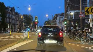 Amsterdam at night dashcam From Surinameplein up the Overtoom toward Leidseplein in my Fiat Panda [upl. by Dottie]