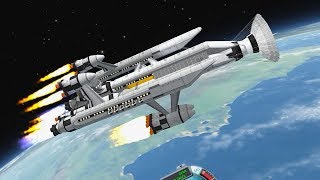 BuildingFlying GIANT Spacecraft in Kerbal Space Program Space Station and Battleship [upl. by Medor]