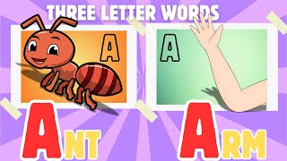 Three Letter Words That Start with Letter A  Learning Video With Our Song For Kids Nursery Rhymes [upl. by Anilrac]