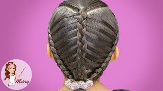 Peinado Fácil Para Niña Con Trenzas Postizas [upl. by Ellierim]