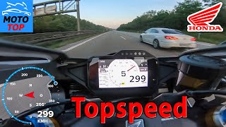 Honda CBR1000RRR SP 2021  TOPSPEED on AUTOBAHN  GPS 300 kmh [upl. by Fazeli]