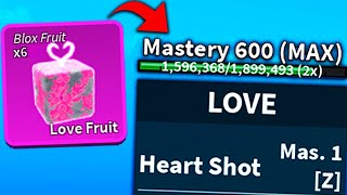 1 HORA pra MASTERY 600 na LOVE FRUIT do BLOX FRUITS [upl. by Acinahs]