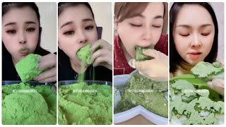 Best matcha green tea powder amp Eating matcha powdered ice amp matcha benefits amp Matcha ice mukbang 144 [upl. by Vincenty]