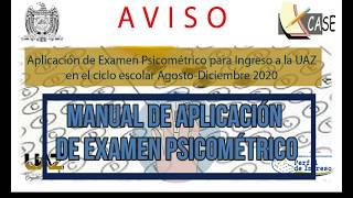 Video Tutorial Examen Psicométrico Licenciatura UAZ 2020 [upl. by Lilithe12]