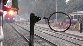 Pawan Express takes Token in Hardatpur Varanasi Division NER towards Manduadih [upl. by Spragens240]