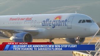 Allegiant Air announces new nonstop flight from Roanoke to Sarasota Florida [upl. by Ahsiekrats]