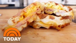 Damn Delicious Cheesy Waffle Breakfast Sandwiches Need Just 4 Ingredients  TODAY [upl. by Crespi]