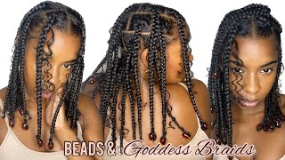 How to Goddess Knotless Braids amp Beads Tutorial  Only Using 1 Pack of Hair Very detailed [upl. by Wendelin647]