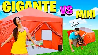 ACAMPANDO en CASA GIGANTE vs MINIATURA en el JARDIN por 24 HORAS 😆 Sandra Cires Art [upl. by Gilly]