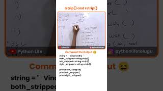 Lstrip and Rstrip in Python Telugu [upl. by Ziza550]