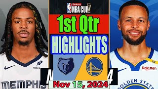 Golden State Warriors vs Memphis Grizzlies 1st Qtr Qtr Nov 15 2024 Highlights  NBA SEASON [upl. by Ellekram]