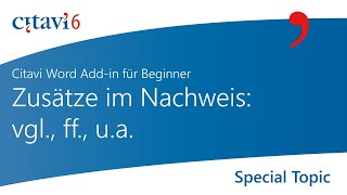 Citavi 6 Word Addin Zusätze im Nachweis 26 [upl. by Lecram699]