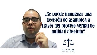 ¿Se puede impugnar una decisión de asamblea a través del proceso verbal de nulidad absoluta [upl. by Sybille]