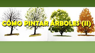 4 EJEMPLOS de ÁRBOLES en ACUARELA Las 4 estaciones [upl. by Frances]