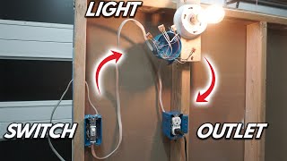 How To Wire A Single Pole Switch To A Light Fixture With An Outlet On The Same Circuit DIY Tutorial [upl. by Sower]