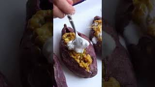 Lentil Bobotie stuffed sweet potatoes recipe vegan bobotie sweetpotato shorts [upl. by Suneya]